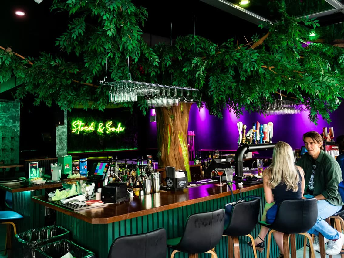 bar with plants